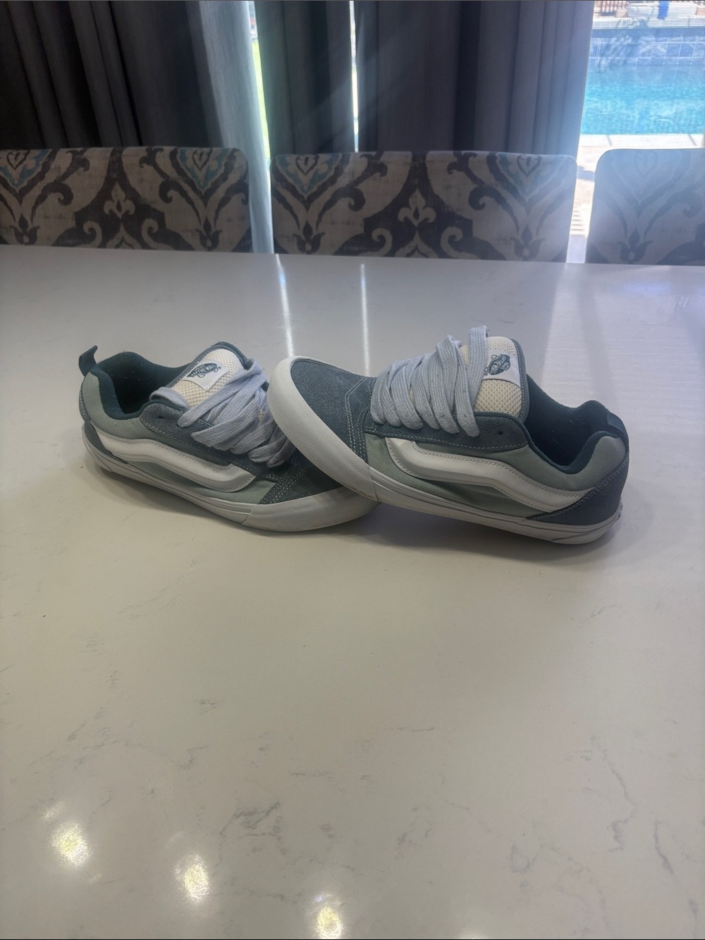 Vans Low-Top Skate Sneakers in Sage Green and White